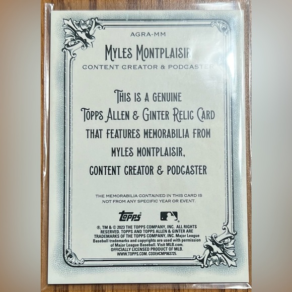 2023 Myles Montplaisir memorabilia card! - Picture 2 of 2